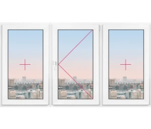 Трехстворчатое окно Rehau Delight Decor 1850x1850 - фото - 1